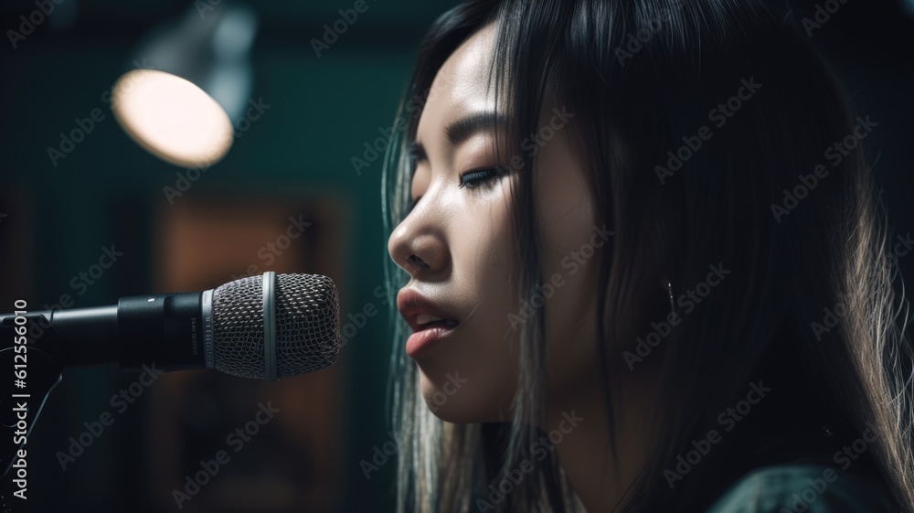 Pop Rock Singer Female Asian Young Adult Rehearsing and performing on ...