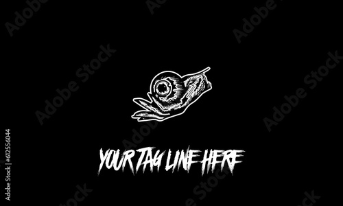 Vector of a hand icon with a tag line on a black background