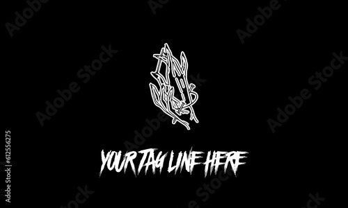 Vector of hands icon with a tag line isolated on a black background