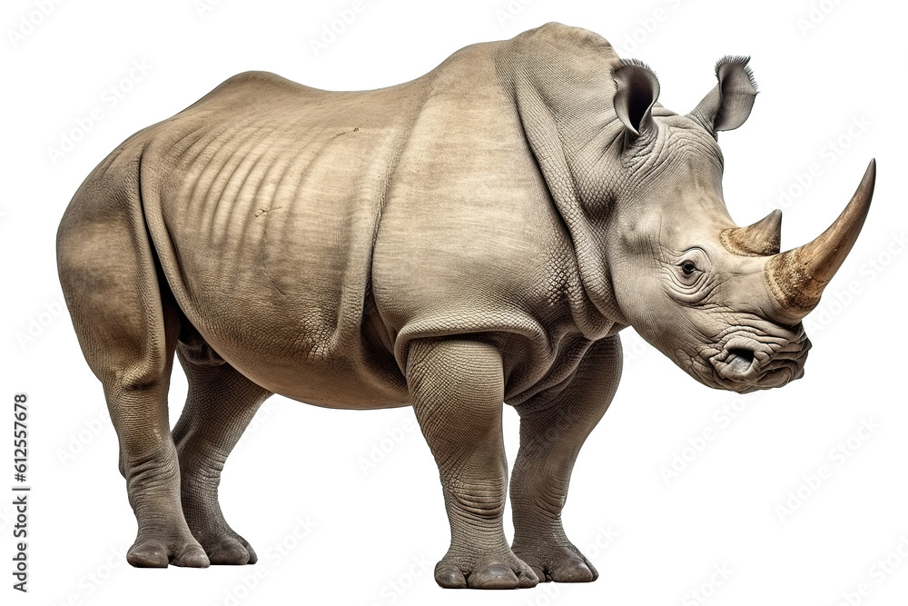 Full body rhino isolated on transparent or white background. Generative AI Full body rhino isolated on transparent or white background. Generative AI