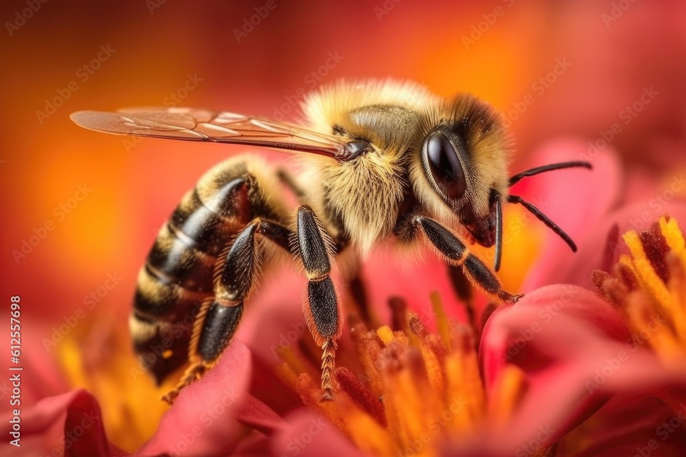 Close-up bee images. Generative AI Close-up bee images. Generative AI