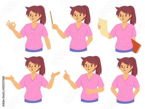 People Young female character wearing T-shirt