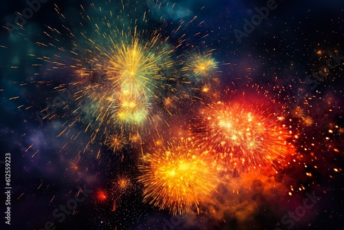 Wallpaper Mural Fireworks at Night | Generative AI  Torontodigital.ca