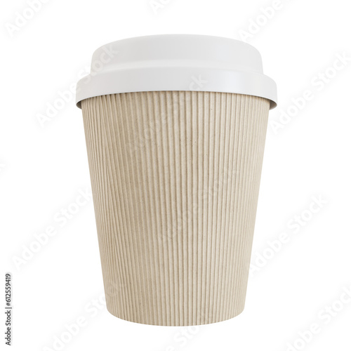 Wallpaper Mural Beige Disposable Paper Coffee Cup. Cut Out. Realistic 3D Render. Torontodigital.ca