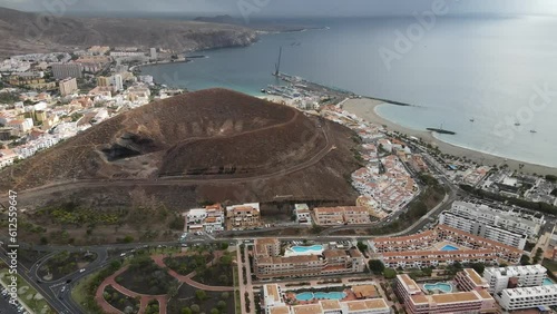 Coastline of Las Americas in Tenerife, Spain, aerial photo