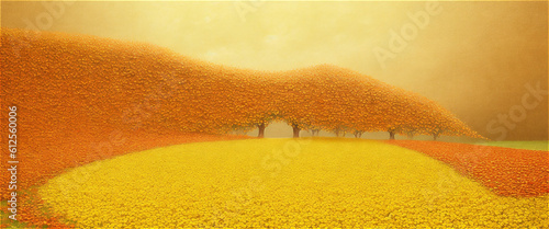 秋の黄色の風景　Generative AI