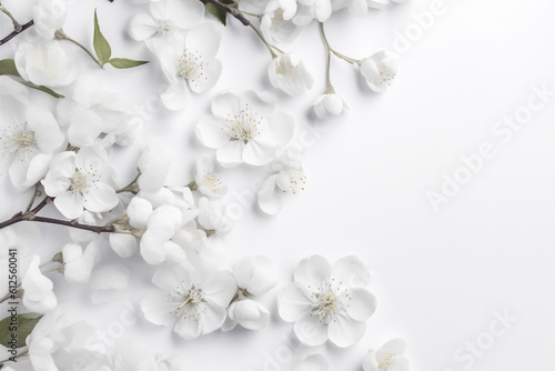 nature blossom flower beautiful wedding decoration celebration background floral white spring. Generative AI. © SHOTPRIME STUDIO