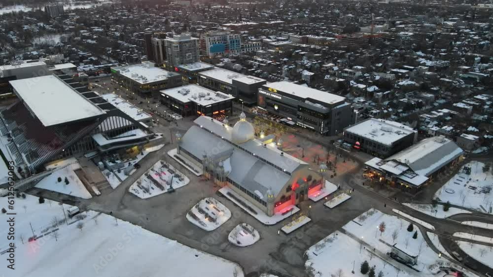 Aerial of the snowyLansdowne Park and the illuminated Christmas Market in Ottawa on a winter day Aerial of the snowyLansdowne Park and the illuminated Christmas Market in Ottawa on a winter day