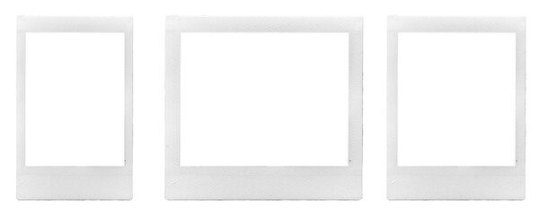 set of three vintage Polaroid / instant photo frames in different formats / isolated graphic design elements