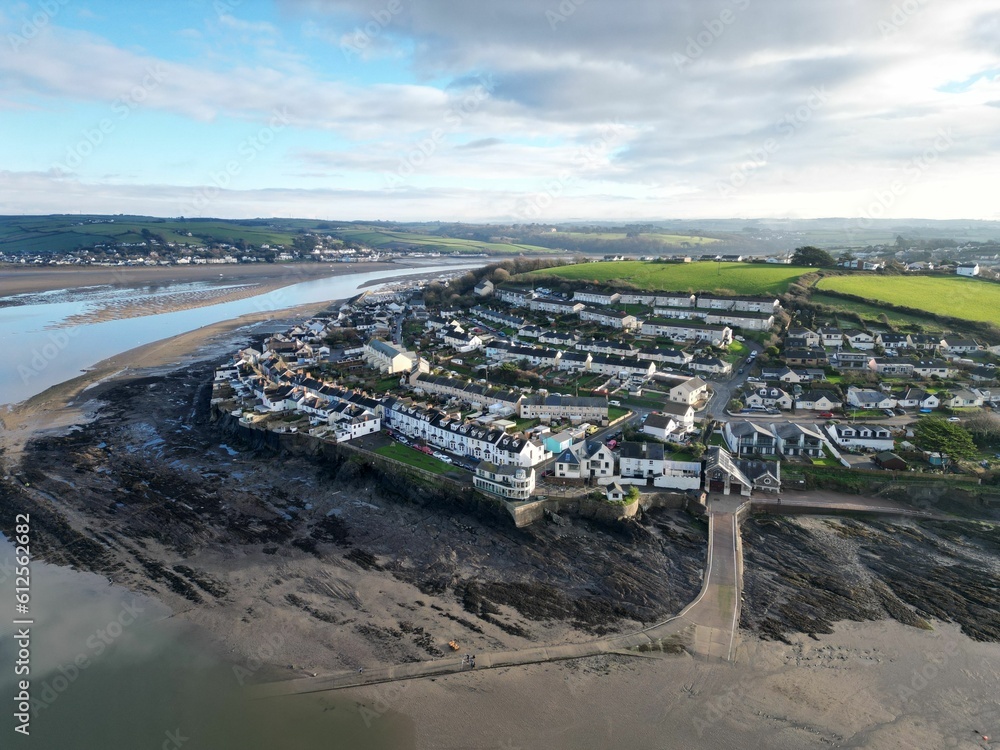Aerial view of Appledore village surrounded by buildings