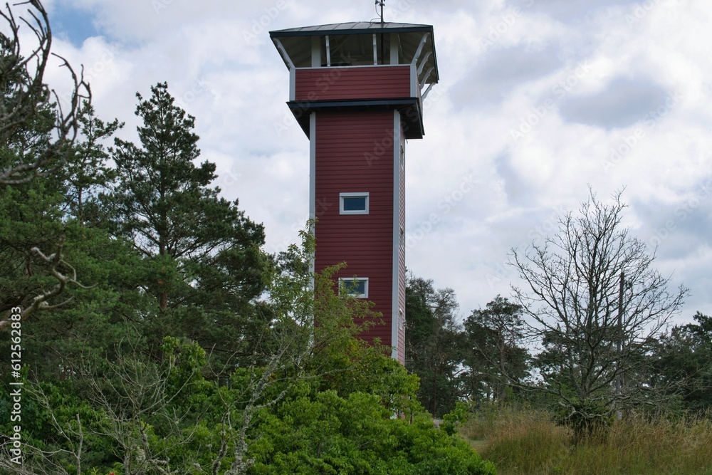 Red tower in Fjalkinge backe natural preserve, Sweden