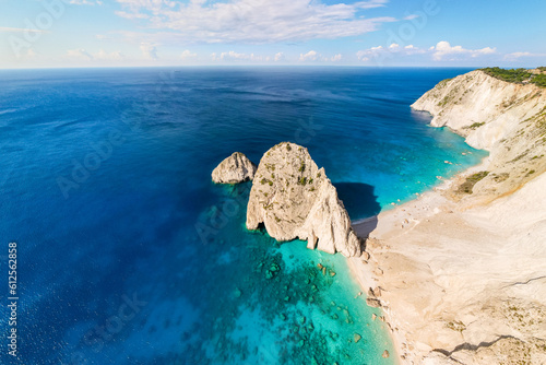 Mizithres view, keri, in zakynthos greece, Aerial photo rocky steep cliff seascape with beautiful turquoise sea, Zakynthos island, Ionian islands, Keri, Greece Most beautiful places