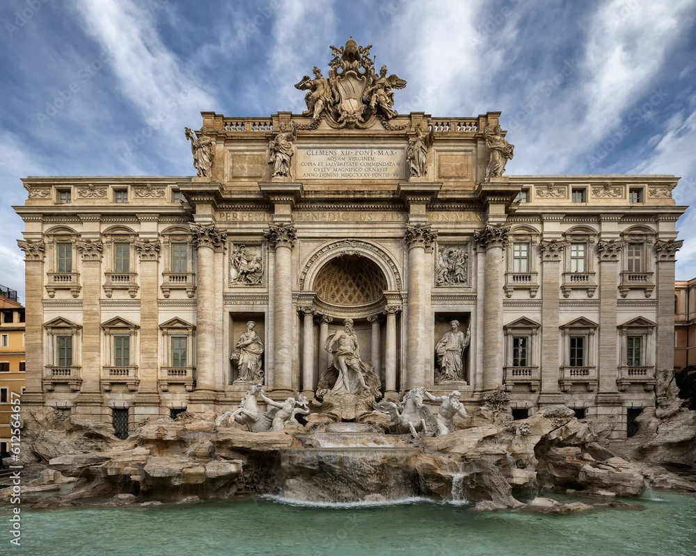 Beautiful shot of Trevi Fountain in Rome, Italy