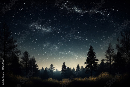 Starry night in the forest generative AI