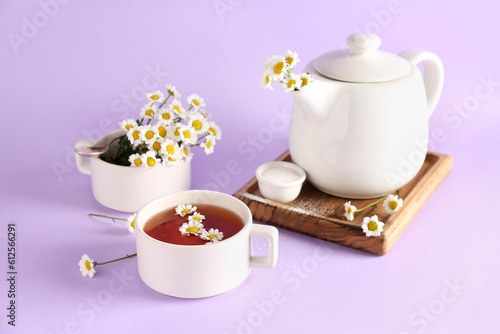 Chamomile tea with fresh da...