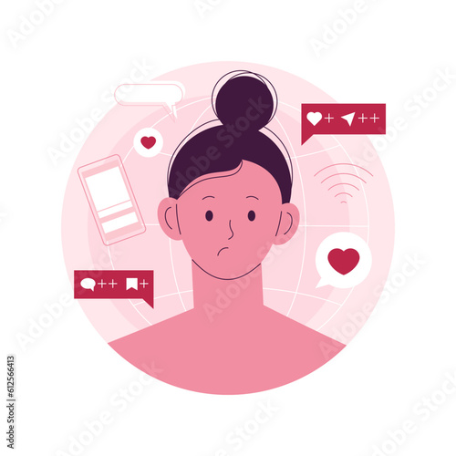 Internet addiction abstract concept vector illustration. Real-life substitution, living online disorder, web addiction, digital addictive behavior, internet overuse, social media abstract metaphor.