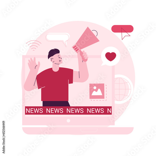 Social media news and tips abstract concept vector illustration. Social media marketing, algorithm news, promote profile, engagement tips, latest updates, content advice abstract metaphor.