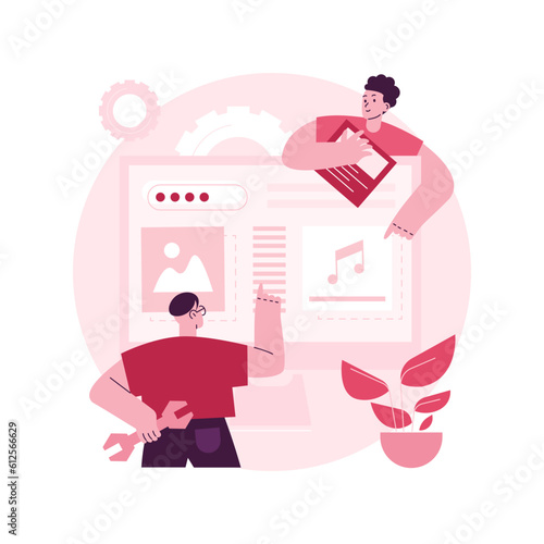 Website maintenance abstract concept vector illustration. Website service, webpage seo maintenance, web design, corporate site professional support, security analysis, update abstract metaphor.