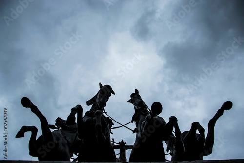 Quadriga of War statue of the Goddess of Victory Nike,  Wellington Arch, in London, England photo