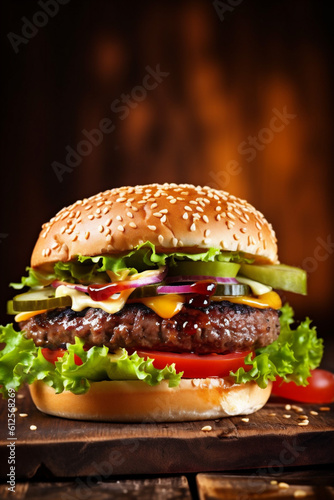 food burger meat fast food fast hamburger snack beef fat sandwich. Generative AI.