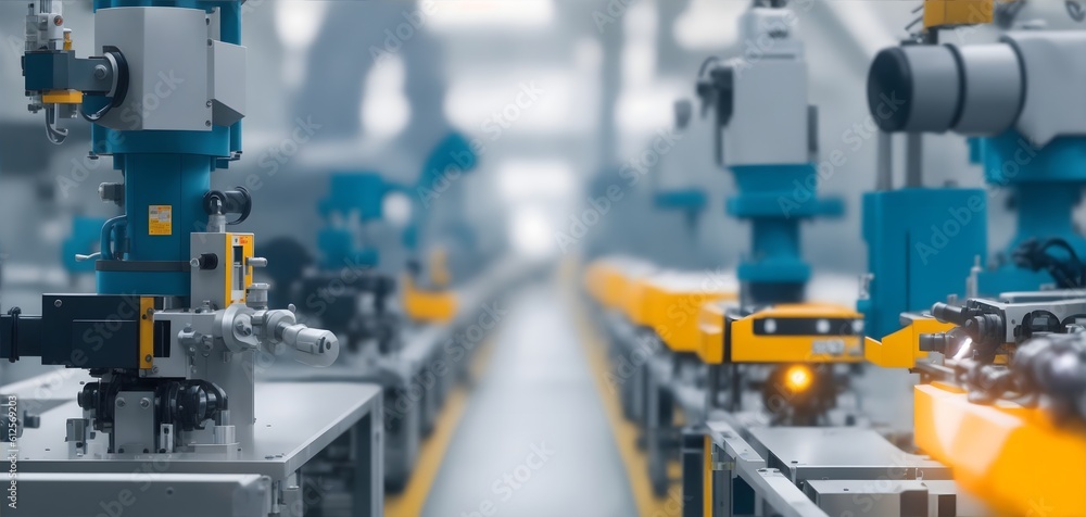 Illustration of a corridor with industrial machines, factory, AI generative Illustration of a corridor with industrial machines, factory, AI generative