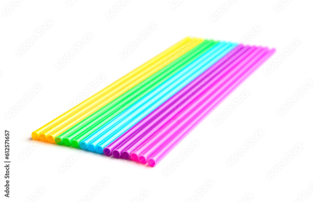 Different plastic straws on white background Different plastic straws on white background
