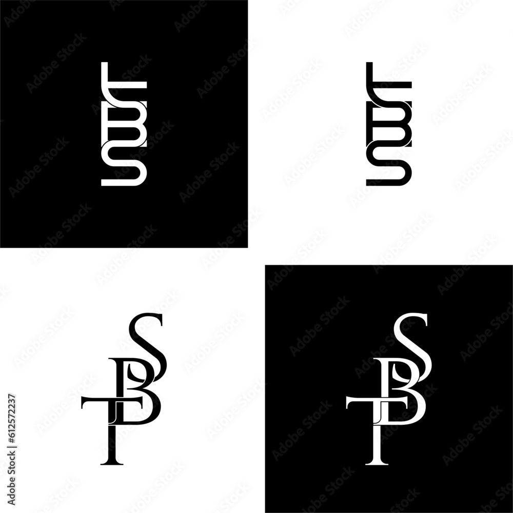 Fototapeta premium tbs initial letter monogram logo design set
