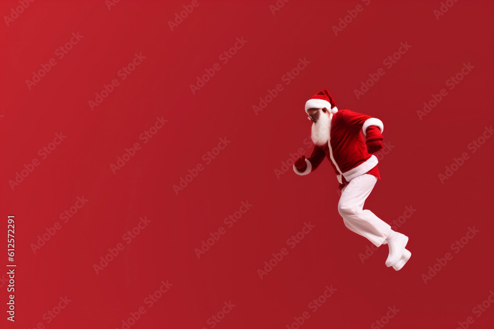 christmas man isolated holiday red gift claus run present hat santa. Generative AI. christmas man isolated holiday red gift claus run present hat santa. Generative AI.