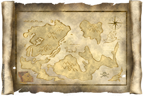 古いファンタジーの地図のイラスト