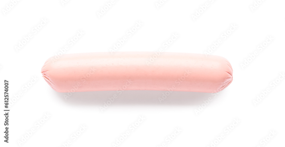 Tasty thin sausage on white background Tasty thin sausage on white background