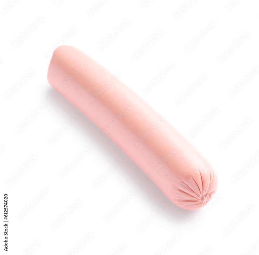 Tasty thin sausage on white background Tasty thin sausage on white background