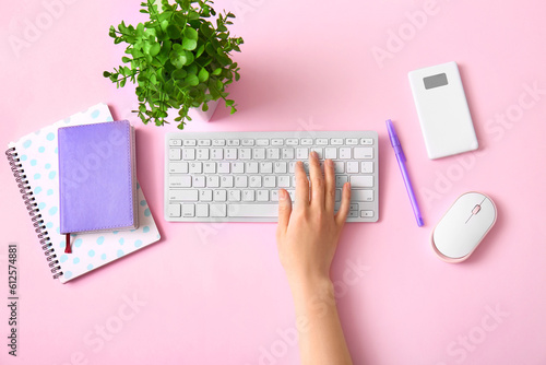 Female programmer using com...