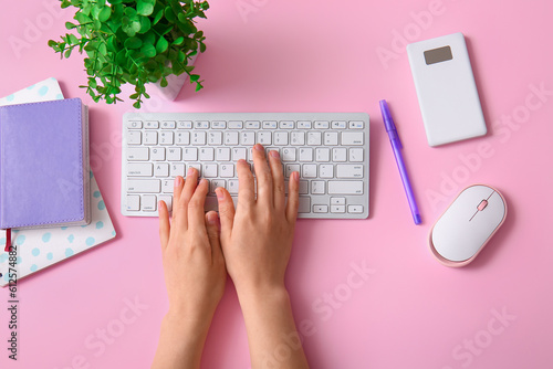 Female programmer using com...