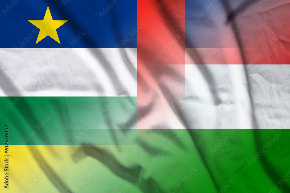 Obraz premium Central African Republic and Hungary official flag international negotiation HUN TCD