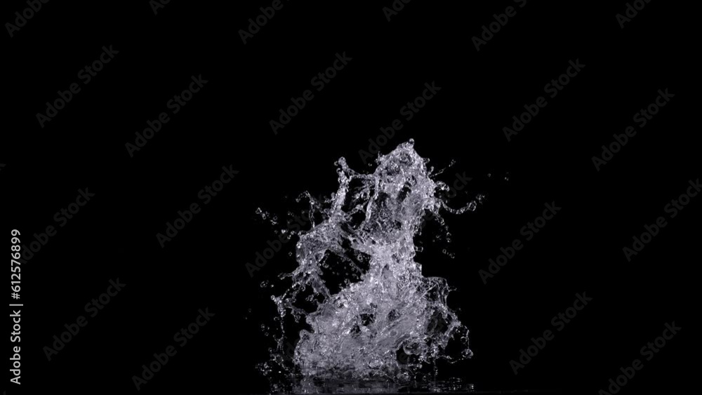 Super Slow Motion Shot of Real Water Splash Explosion from Isolated on Black at 1000fps. Super Slow Motion Shot of Real Water Splash Explosion from Isolated on Black at 1000fps.