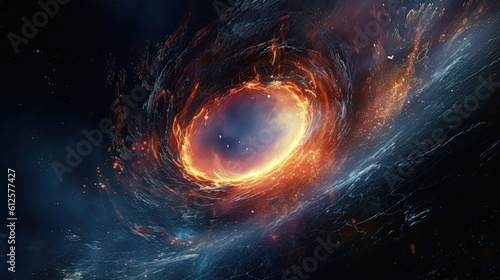 Illustration representing a black hole - AI generated image.