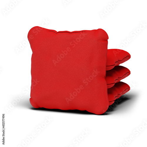 3D rendering illustration of red cornhole bags stack isolated on transparent background