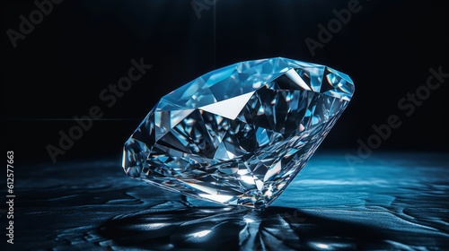 Diamond with tint on the blue background Created with Generative AI technology.