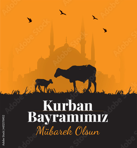 Kurban bayrami. Feast of the Sacrifice Greeting. 