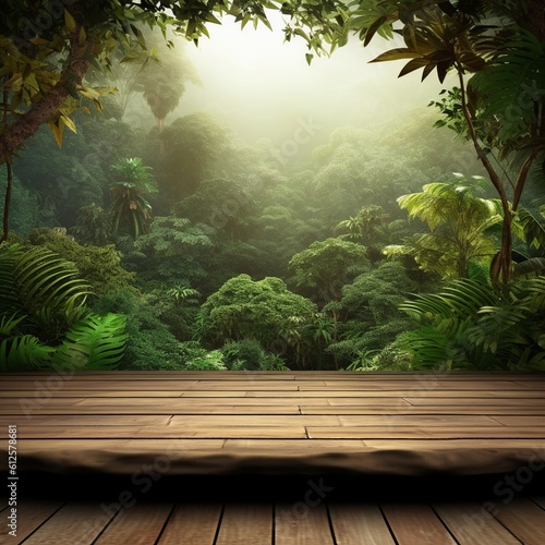Obraz na płótnie A beautiful mockup podium stage with empty space to promote beauty and ecco products. With nature background. Generative ai. w salonie