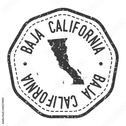 Baja California, Mexico Map Stamp Retro Postmark. Silhouette Postal Passport. Seal Round Vector Icon. Badge Vintage Postage Design.