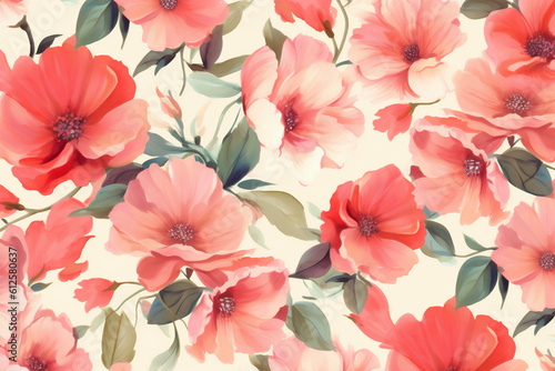 leaf textile art pattern fabric flower drawing spring wallpaper summer. Generative AI.