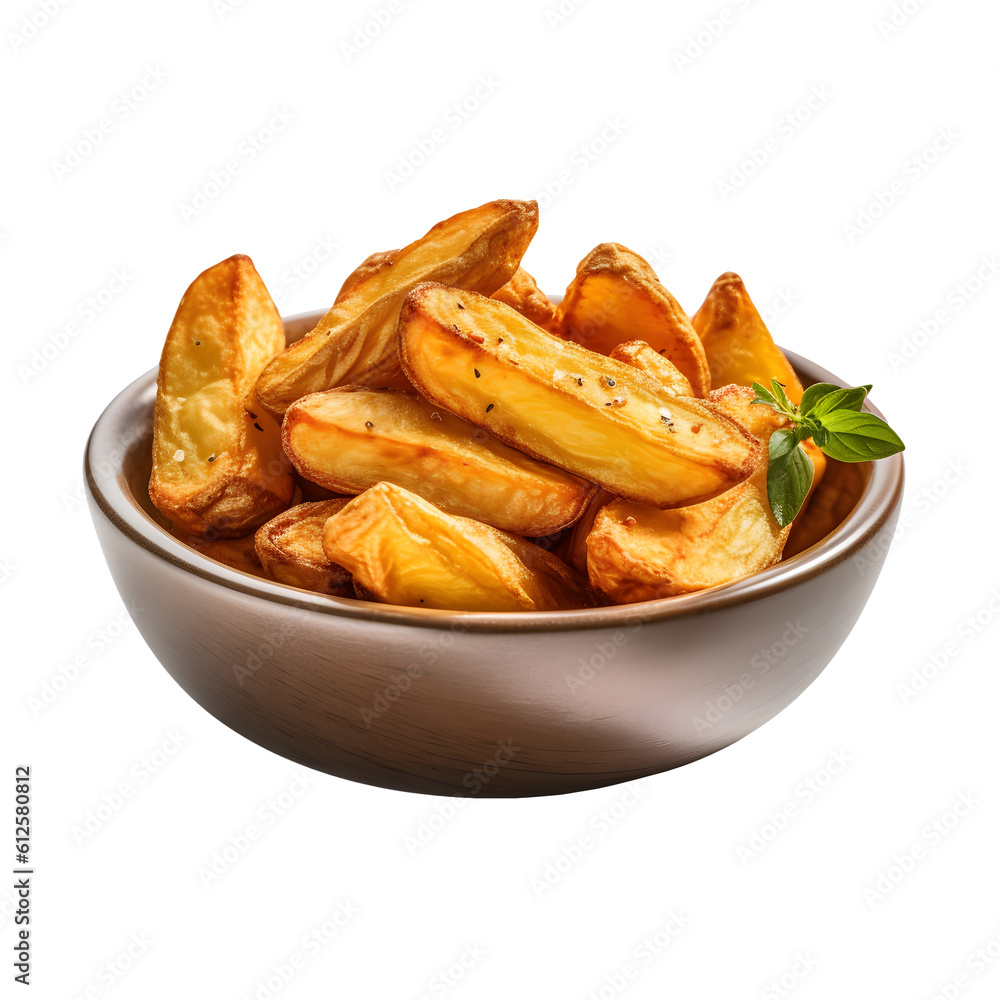 Fried potato wedges with dried seaweed and salt Fried potato wedges with dried seaweed and salt
