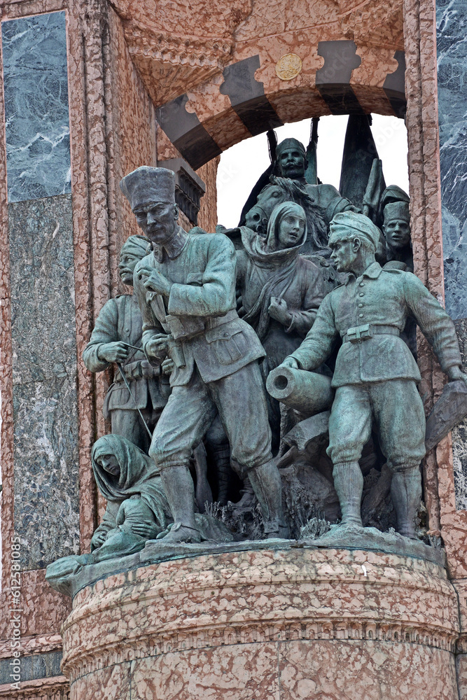 Obraz premium The Republican monument in historic Taksim Square Istanbul Turkeye