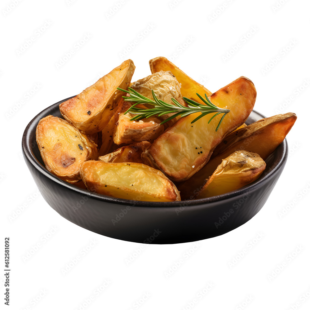 Fried potato wedges with dried seaweed and salt Fried potato wedges with dried seaweed and salt