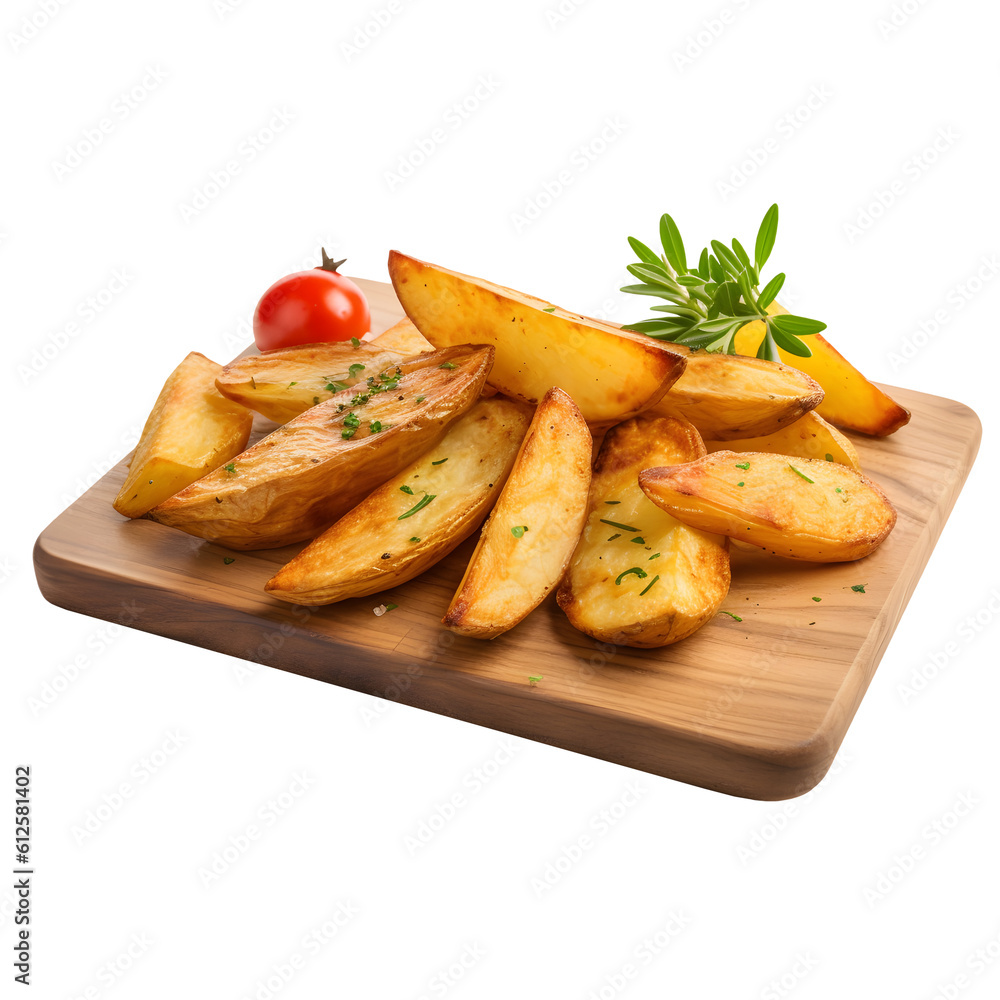 Fried potato wedges with dried seaweed and salt Fried potato wedges with dried seaweed and salt