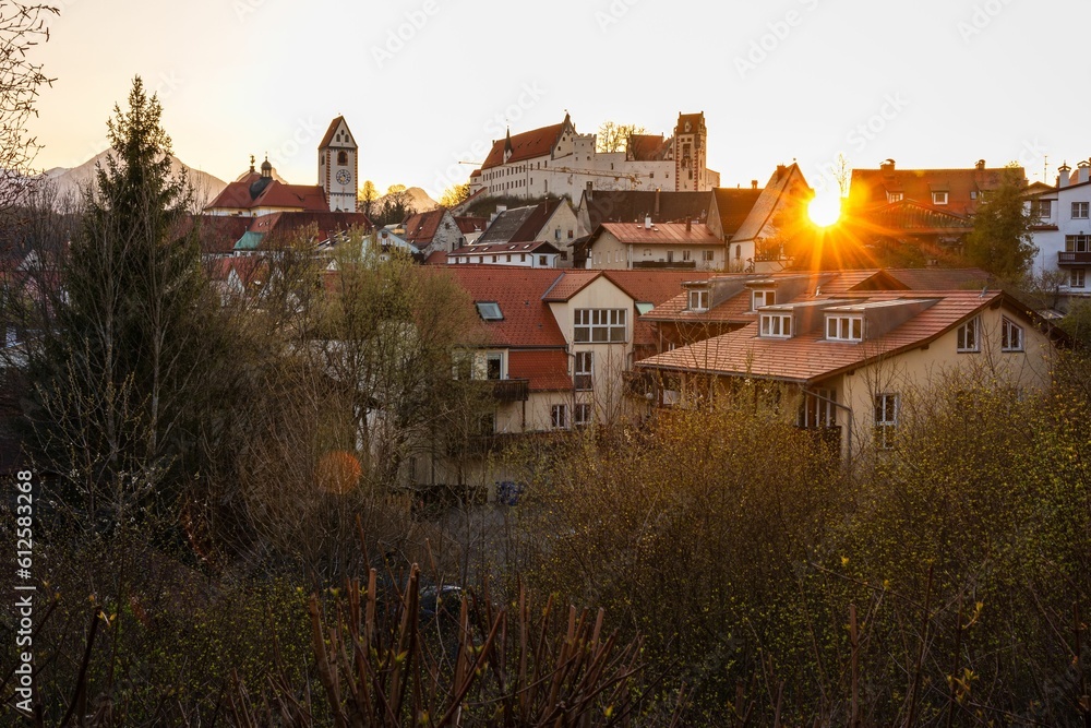 Beautiful shot of residential houses during a sunset Beautiful shot of residential houses during a sunset