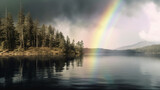  rainbow at the end of the lake