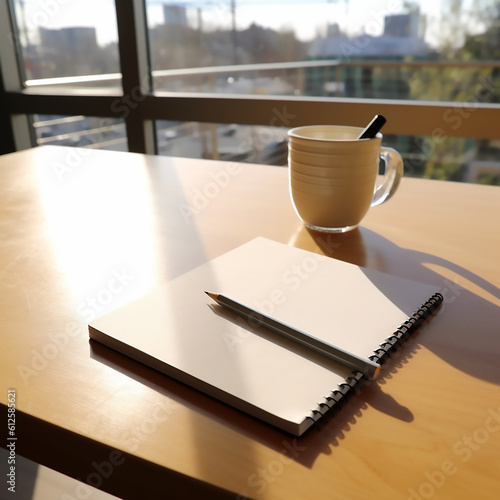 pencil, note, and a cup of coffee