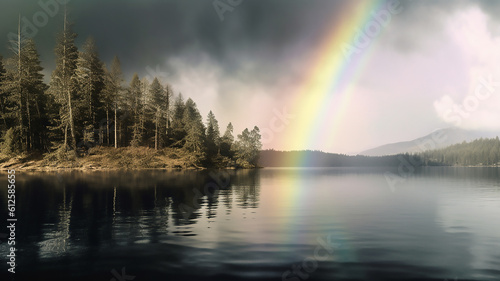  rainbow at the end of the lake © ardyanto
